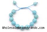 CGB8552 12mm round blue howlite adjustable macrame bracelets