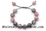 CGB8561 12mm round rhodonite adjustable macrame bracelets