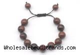 CGB8563 12mm round mahogany obsidian adjustable macrame bracelets