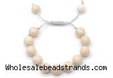 CGB8570 12mm round white fossil jasper adjustable macrame bracelets