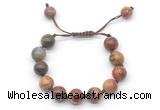 CGB8574 12mm round picasso jasper adjustable macrame bracelets