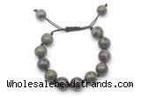 CGB8583 12mm round dragon blood jasper adjustable macrame bracelets