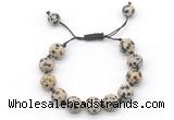 CGB8584 12mm round dalmatian jasper adjustable macrame bracelets