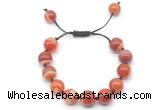 CGB8594 12mm round red banded agate adjustable macrame bracelets