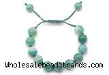 CGB8596 12mm round green banded agate adjustable macrame bracelets