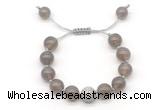 CGB8600 12mm round grey agate adjustable macrame bracelets