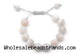 CGB8602 12mm round white crazy lace agate adjustable macrame bracelets