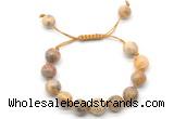 CGB8603 12mm round yellow crazy lace agate adjustable macrame bracelets