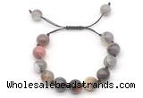 CGB8605 12mm round Botswana agate adjustable macrame bracelets