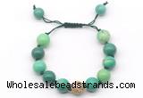 CGB8610 12mm round grass agate adjustable macrame bracelets