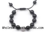 CGB8613 12mm round black onyx adjustable macrame bracelets