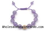 CGB8619 12mm round light amethyst adjustable macrame bracelets