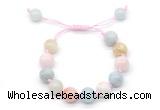 CGB8625 12mm round morganite adjustable macrame bracelets