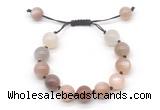 CGB8626 12mm round moonstone adjustable macrame bracelets