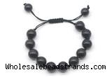 CGB8640 12mm round golden obsidian adjustable macrame bracelets