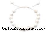 CGB8651 8mm,10mm round white howlite adjustable macrame bracelets