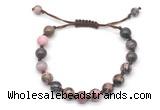 CGB8663 8mm,10mm round rhodonite adjustable macrame bracelets