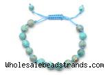 CGB8671 8mm,10mm round blue sea sediment jasper adjustable macrame bracelets