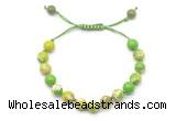 CGB8672 8mm,10mm round green sea sediment jasper adjustable macrame bracelets