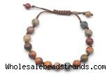 CGB8677 8mm,10mm round picasso jasper adjustable macrame bracelets