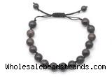 CGB8682 8mm,10mm round coffee jasper adjustable macrame bracelets