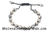 CGB8684 8mm,10mm round dalmatian jasper adjustable macrame bracelets