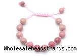 CGB8688 8mm,10mm round pink wooden jasper adjustable macrame bracelets