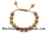 CGB8692 8mm,10mm round wooden jasper adjustable macrame bracelets