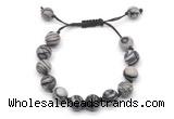 CGB8693 8mm,10mm round black water jasper adjustable macrame bracelets