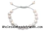 CGB8698 8mm,10mm round white crazy lace agate adjustable macrame bracelets