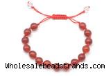 CGB8702 8mm,10mm round red agate adjustable macrame bracelets