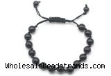 CGB8703 8mm,10mm round black onyx adjustable macrame bracelets