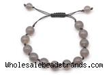 CGB8705 8mm,10mm round grey agate adjustable macrame bracelets