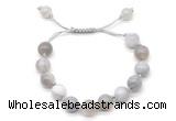 CGB8707 8mm,10mm round grey banded agate adjustable macrame bracelets