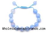 CGB8708 8mm,10mm round blue banded agate adjustable macrame bracelets