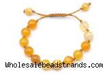 CGB8709 8mm,10mm round yellow banded agate adjustable macrame bracelets