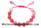 CGB8710 8mm,10mm round red banded agate adjustable macrame bracelets