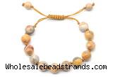 CGB8717 8mm,10mm round yellow crazy lace agate adjustable macrame bracelets