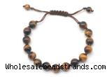 CGB8726 8mm,10mm round yellow tiger eye adjustable macrame bracelets