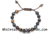 CGB8730 8mm,10mm round colorful tiger eye adjustable macrame bracelets