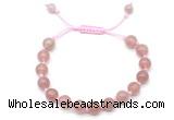 CGB8744 8mm,10mm round strawberry quartz adjustable macrame bracelets