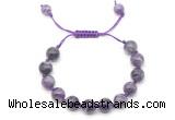 CGB8760 8mm,10mm round dogtooth amethyst adjustable macrame bracelets