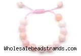 CGB8765 8mm,10mm round pink opal adjustable macrame bracelets