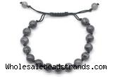 CGB8773 8mm,10mm round black labradorite adjustable macrame bracelets