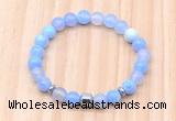 CGB8861 8mm, 10mm blue agate, drum & rondelle hematite beaded bracelets