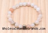 CGB8864 8mm, 10mm pink aventurine, drum & rondelle hematite beaded bracelets