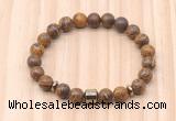 CGB8869 8mm, 10mm elephant skin jasper, drum & rondelle hematite beaded bracelets