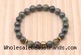 CGB8871 8mm, 10mm dragon blood jasper, drum & rondelle hematite beaded bracelets