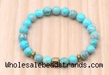 CGB8872 8mm, 10mm blue sea sediment jasper, drum & rondelle hematite beaded bracelets