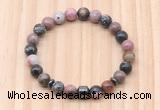 CGB8876 8mm, 10mm rhodonite, drum & rondelle hematite beaded bracelets